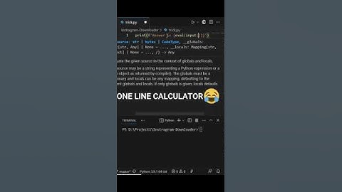 ONE LINE CALCULATOR WITH PYTHON 😅😅 #python #shorts