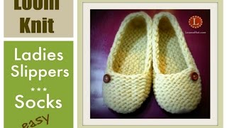 How to Loom Knit Slippers Socks Projects Step by Step for Beginners with Round Loom | Loomahat