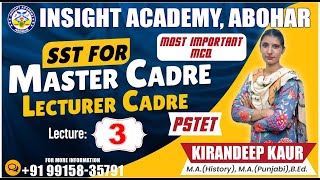 SST Lecture 3 | PSTET | Master Cadre | Lecturer cadre | History | Polity | Insight Academy Abohar