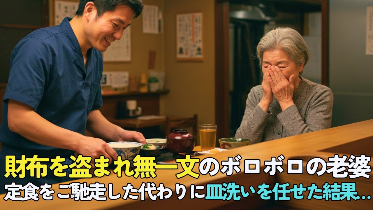 深夜の食堂に無一文のボロボロの老婆が来店。料理をご馳走した代わりに皿洗いを手伝ってもらった結果…【感動する話】