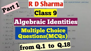 R D Sharma Class 9 all MCQS of chapter 4 ( Algebraic identities) Part-1
