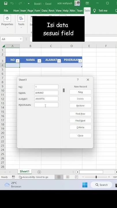 Trick terbaru excel 2023 || cara membuat form input data di excel - YouTube