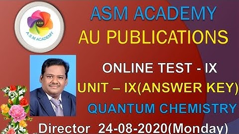 QUANTUM CHEMISTRY -TRB CHEMISTRY - EXPECTED OBJECTIVE QUESTIONS - PGTRB-2021