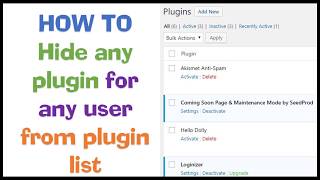 How to hide any WordPress Plugin from Plugin list for any user