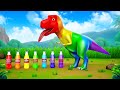 Rainbow dinosaurs transformation color changing funny trex  funny dinosaurs comedy cartoons