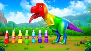 Rainbow Dinosaurs Transformation: Color Changing Funny Trex | Funny Dinosaurs Comedy Cartoons
