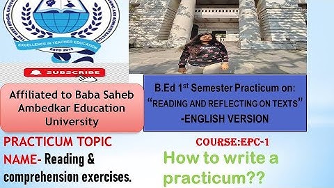 B.Ed 1st sem Practicum on EPC-1: 