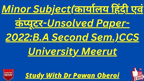 Minor Subject(कार्यालय हिंदी एवं कंप्यूटर-Unsolved Paper-2022:B.A Second Sem.)CCS University Meerut