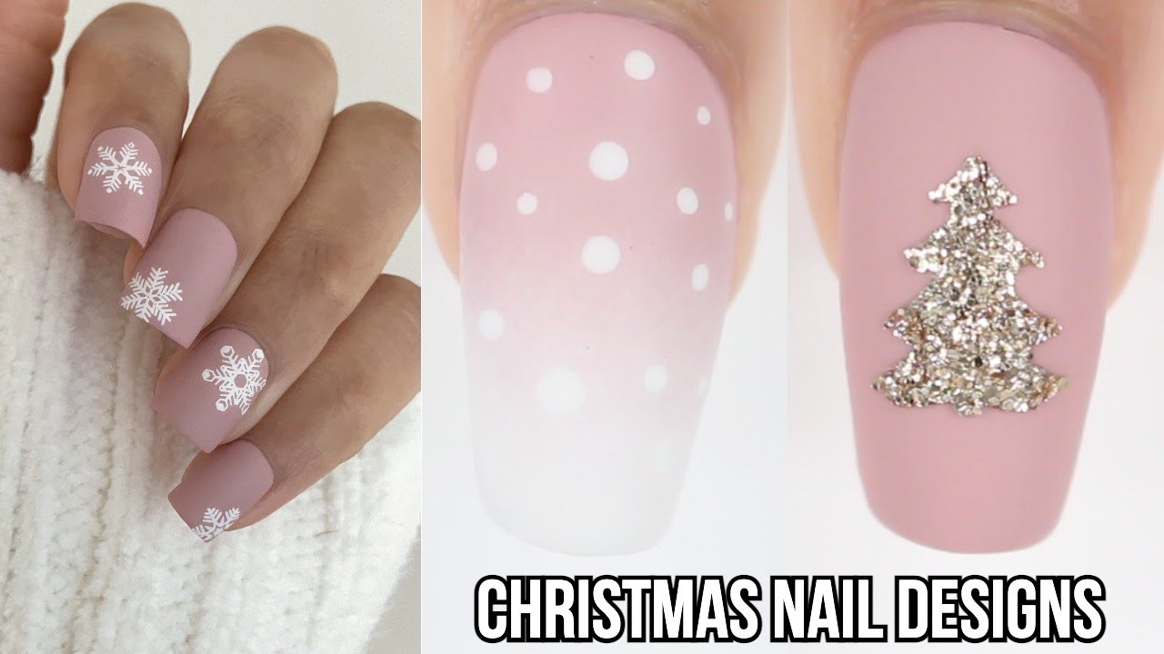 CHRISTMAS NAIL DESIGNS | easy pink Christmas nail art compilation ...