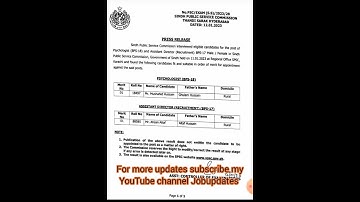 #interview #result announced for post of #psychologist and #assistantdirector by #spsc
