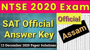 NTSE Assam Stage 1 SAT Official Answer Key 2020-21 |NTSE 13 December Solved Paper 2020-21