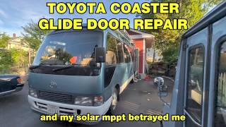 Fixing Toyota Coaster glide door not latching and replacing the dead batteries