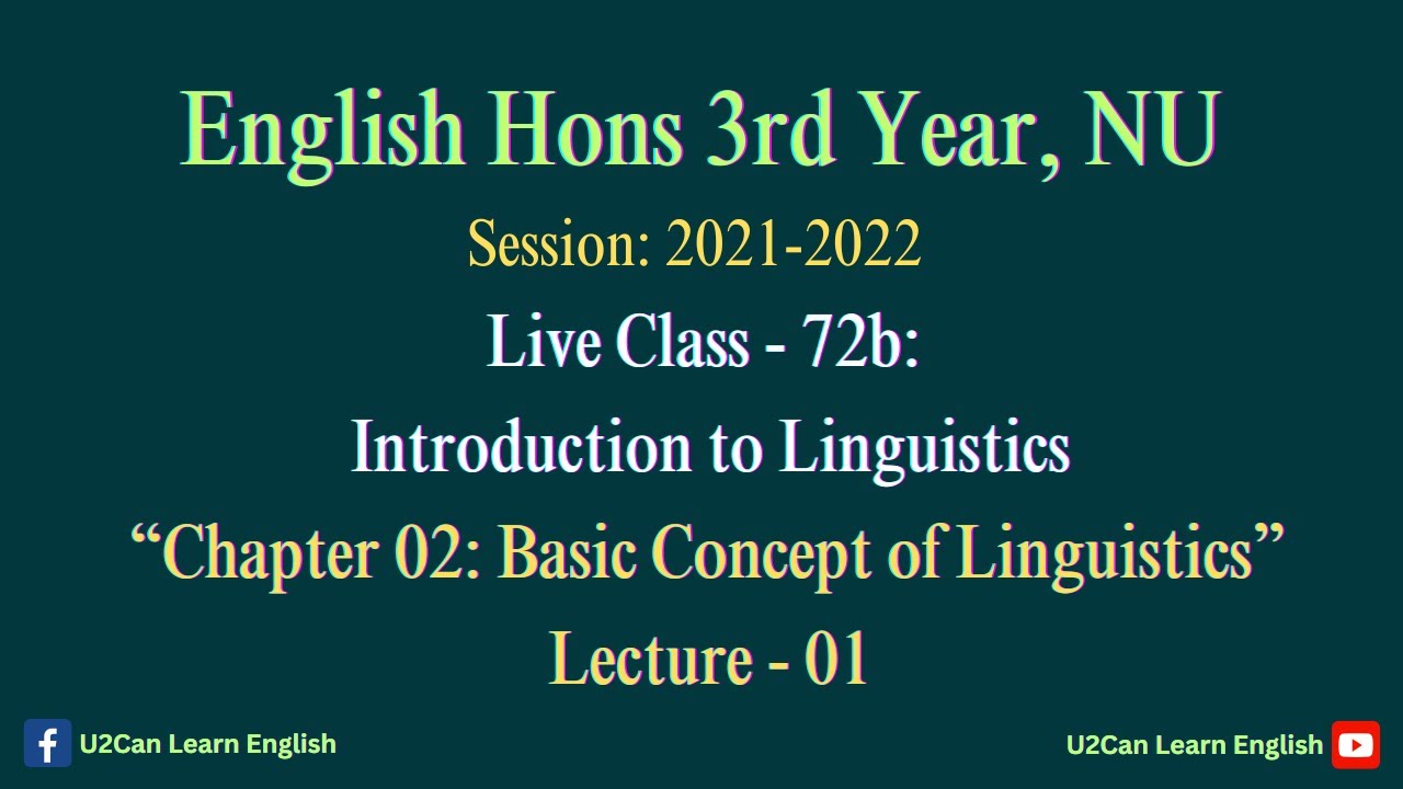 Live Class - 72b।।Basic Concepts of Linguistics - Lecture 01।। Introduction to Linguistics।।3rd Year