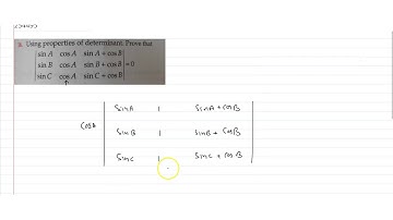 Using properties of determinant. Prove that `|[sinA,cosA,sinA+cosB],[sinB,cosA,sinB+cosB],[sin