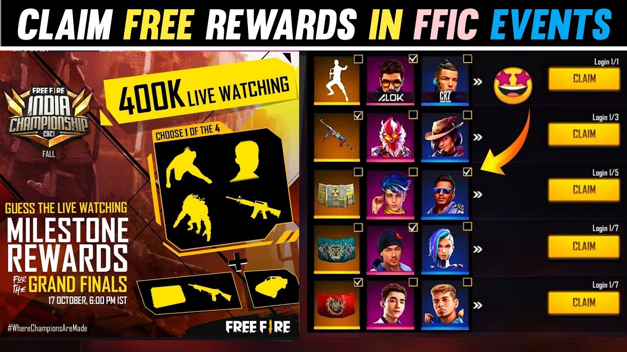 FFIC REWARDS 2021 | FFIC GRAND FINALS FREE REWARDS | FF NEW EVENT | FREE FIRE NEW EVENT