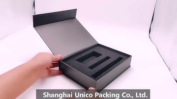 Custom Black Color Print Magnet Close Cardboard Box, Cutout EVA Foam Insert for Presention Gift Box