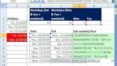 Excel Magic Trick 438: Counting Workdays Without NETWORKDAYS Function (Weekend is not Sat. & Sun.)
