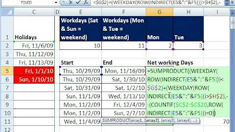 Excel Magic Trick 438: Counting Workdays Without NETWORKDAYS Function (Weekend is not Sat. & Sun.)