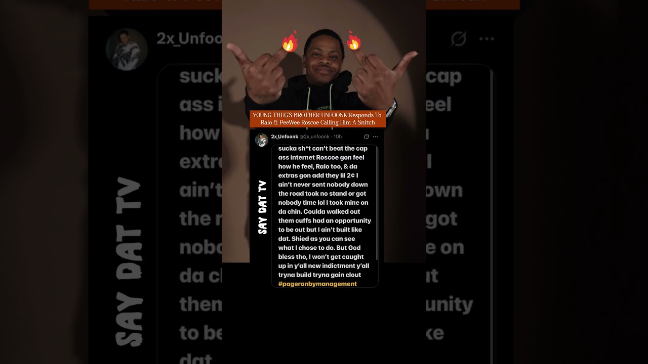 Watch Young Thug's Brother Unfoonk Responds To Snitching Allegations. on YouTube Watch Young Thug's Brother Unfoonk Responds To Snitching Allegations. on YouTube