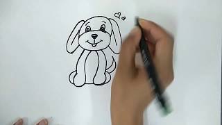 Kolay Sevimli Köpek Çizimi - How To Draw A Dog ( Köpek Nasıl Çizilir? )