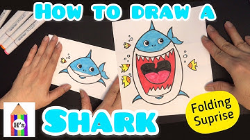 How To Draw a Shark Folding Surprise Puppet | art for kids