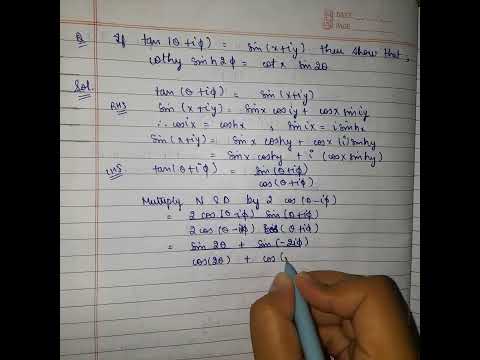 if tan(theta+iphi)=sin(x+iy) then