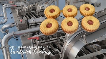 sandwich cookie with cream strawberry jam