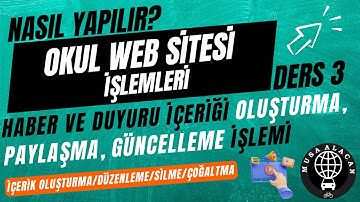 OKUL WEB SİTESİ İŞLEMLERİ Ders 3 Haber ve Duyuru İçeriği Oluşturma-Paylaşma-Güncelleme İşlemleri