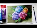 Hydrangea Flower Painting for Beginners/ Easy step by step Acrylic Painting Tutorial