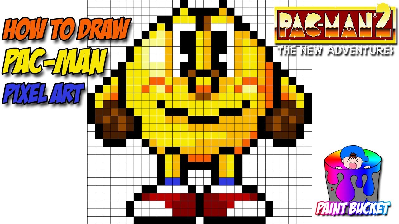 How To Draw Pac-Man 16-Bit - Namco'S Pac-Man Pixel Art Drawing - Youtube