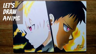 LET&#39;S DRAW ANIME: Shinra and Sho | Fire Force | Speed Drawing
