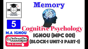 #IGNOU MPC 001||#M. A Psychology||#Cognitive Psychology||#Memory||#Block 1||#Unit 2||#Part 1