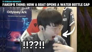 Faker's thing: How a GOAT opens a water bottle cap | T1 Stream Moments | T1 Cute Funny Moments