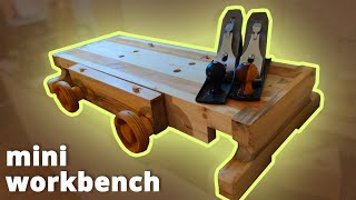 Mini Workbench with a Moxon Vise made with hand tools (mainly)