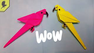 Оригами птичка из бумаги / как сделать попугая из бумаги / Origami Paper Parrot