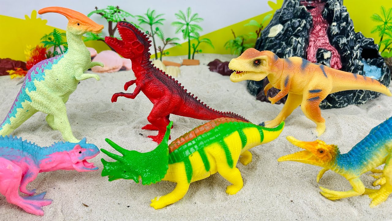 Finger Dinosaur Toys Transformed into Colorful Dinosaurs Trex