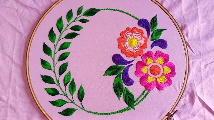 hand embroidery designs of a beautiful flower pattern with