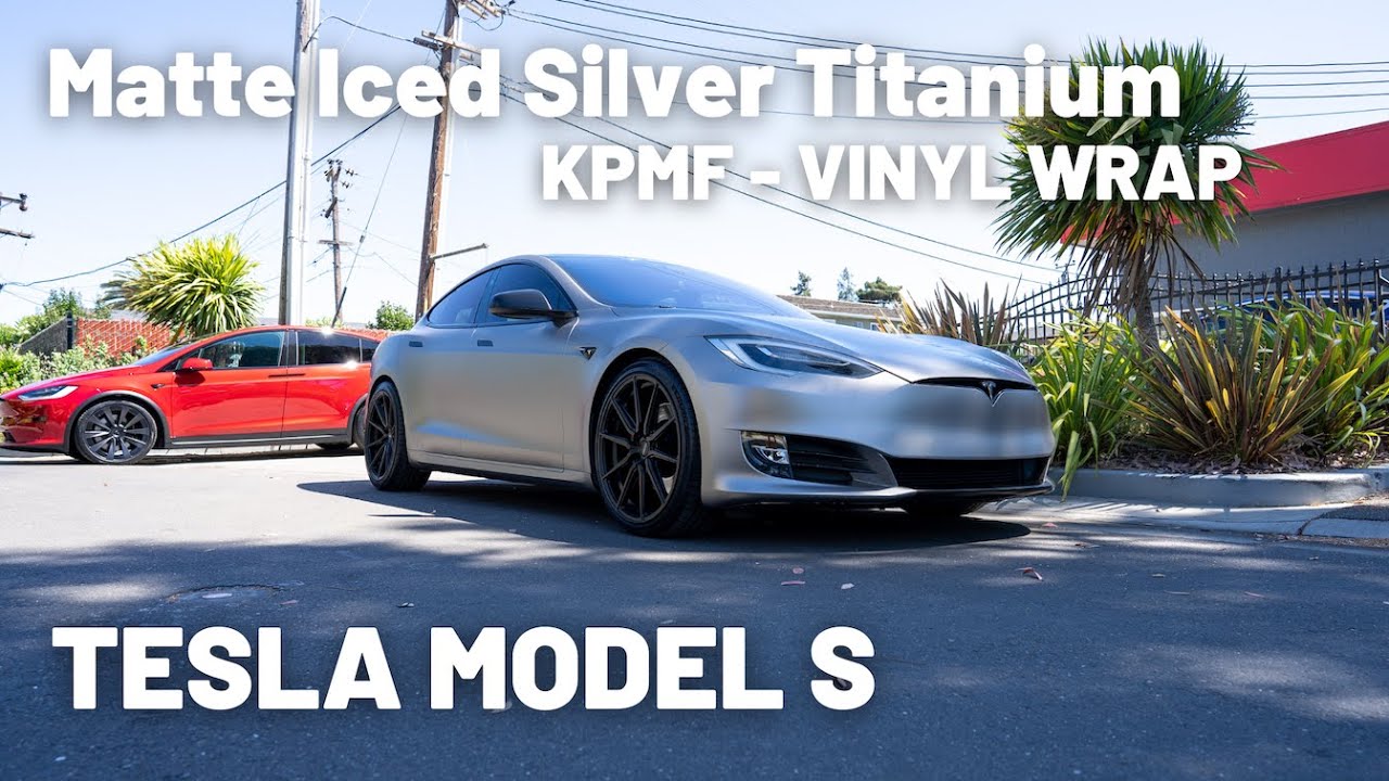 Tesla Model S KPMF K75500 Matte Iced Silver Titanium Vinyl Wrap