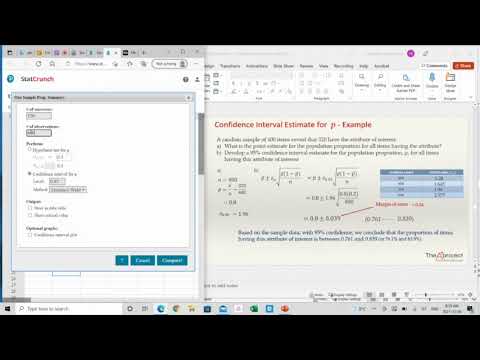 Confidence Intervals for the proportion in StatCrunch