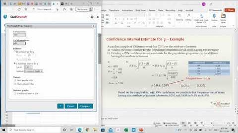 Confidence Intervals for the proportion in StatCrunch