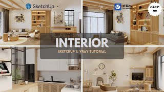 SketchUp Tutorial Interior Design  08 (B) | Kitchen & Lounge | Vray