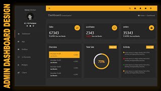 Admin Dashboard Page HTML And CSS Step By Step | Dashboard Design