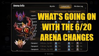 What is going on with the incoming Arena Changes effective 6/20