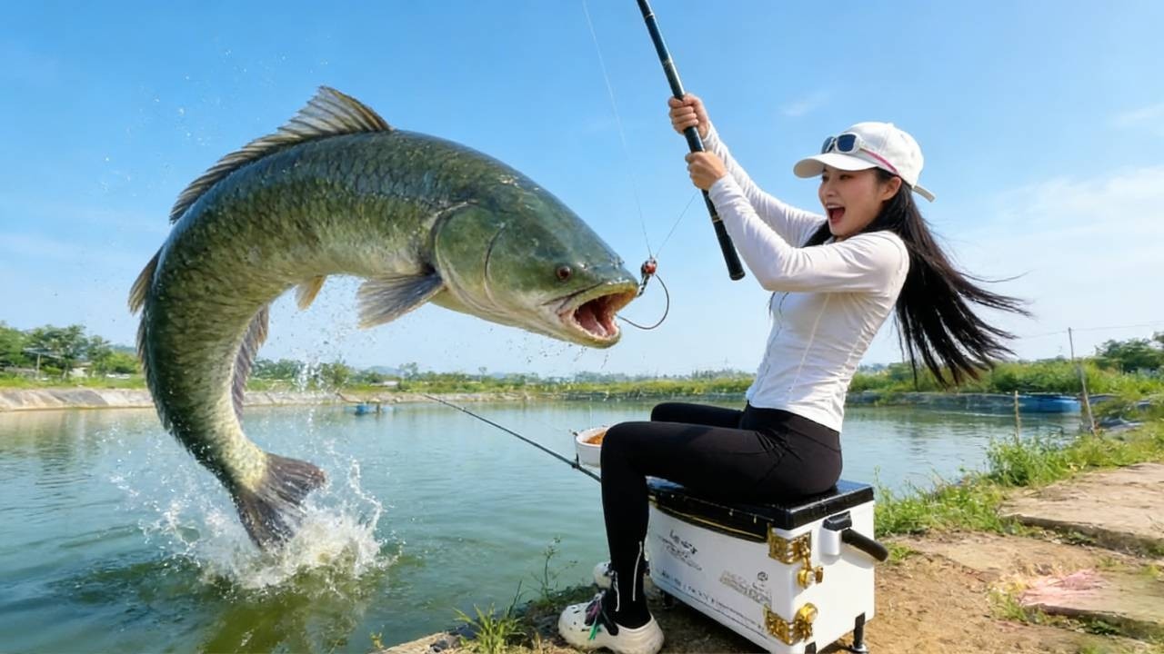 非拉著擺地攤的大哥去釣魚，起初他百般不情願，後來嘴角壓都壓不住：下次还叫我哈！ 【女釣友微微 】