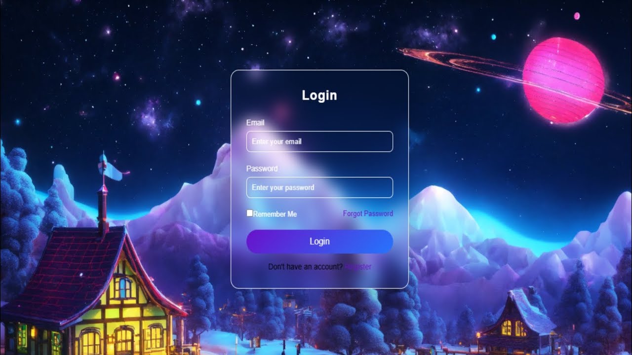 Futuristic Glassmorphism Login Page 🌌 | HTML CSS Login UI Design (2026 ...