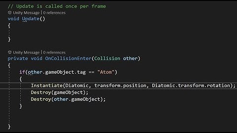 Coding Chemistry in Unity:  Video #3 -- Writing Code to Bond Atoms (make a Diatomic Molecule)