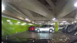 15Apr2019 Amk Hub Carpark. Red Car Illegal Parking Got Hit By Silver Suv