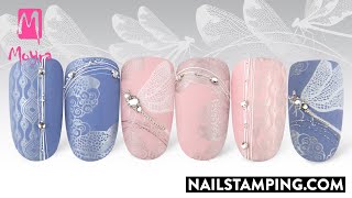 Jewelry-like stamping nail art with dragonfly (nailstamping.com)