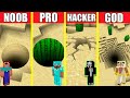 Minecraft Battle SAND TUNNEL HOUSE BUILD CHALLENGE - NOOB vs PRO vs HACKER vs GOD Animation PIT HOLE