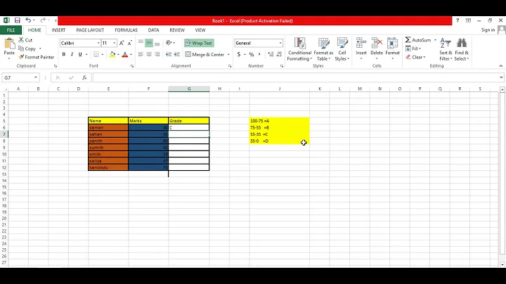 Microsoft Excel,the "IF" Function,& Letter Grades